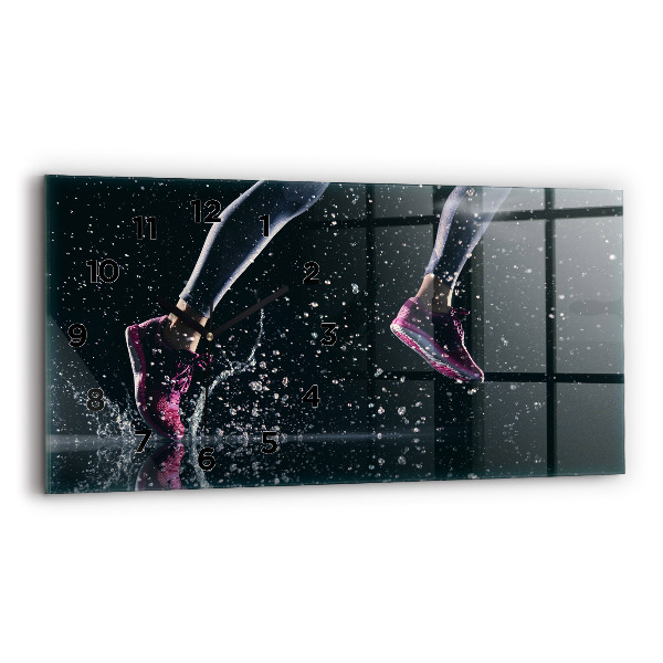 Horizontální skleněné hodiny na stěnu Zdravý životní styl a běh