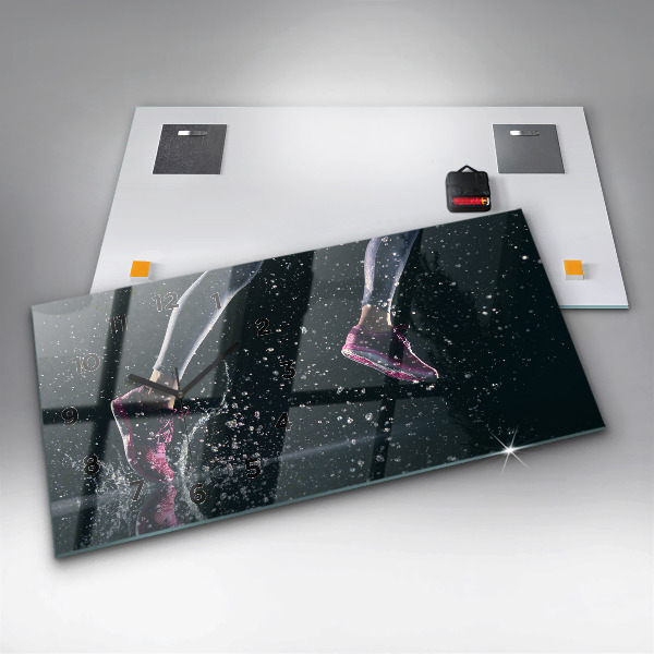 Horizontální skleněné hodiny na stěnu Zdravý životní styl a běh