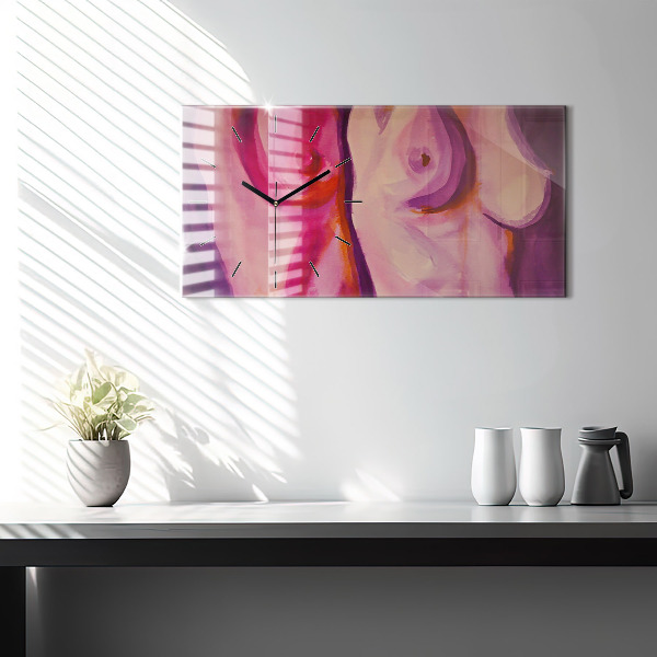 Horizontální skleněné hodiny na stěnu Malování žen