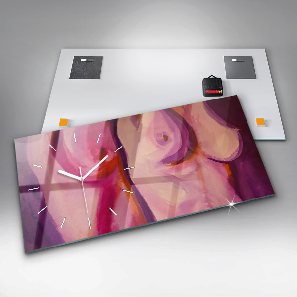 Horizontální skleněné hodiny na stěnu Malování žen