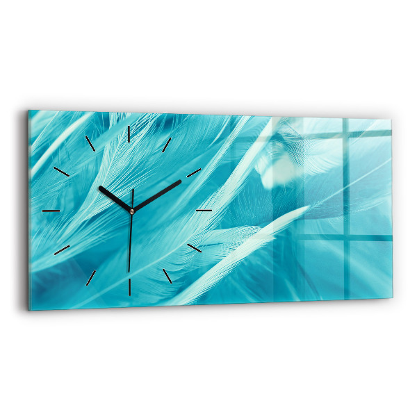 Horizontální skleněné hodiny na stěnu Zelený tyrkysový vinobraní