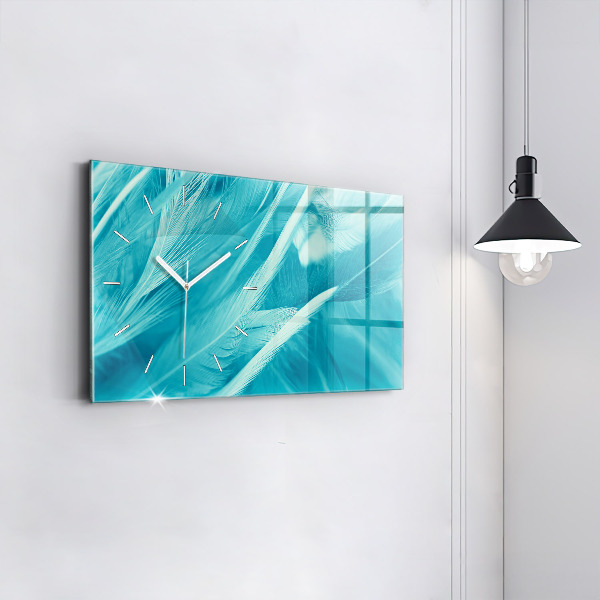 Horizontální skleněné hodiny na stěnu Zelený tyrkysový vinobraní