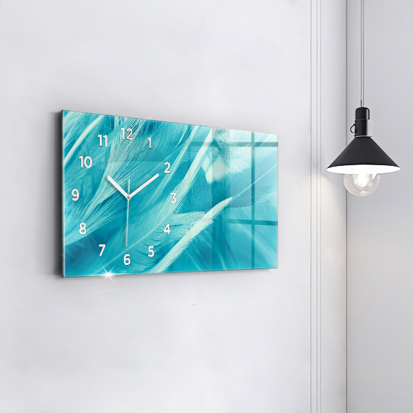 Horizontální skleněné hodiny na stěnu Zelený tyrkysový vinobraní