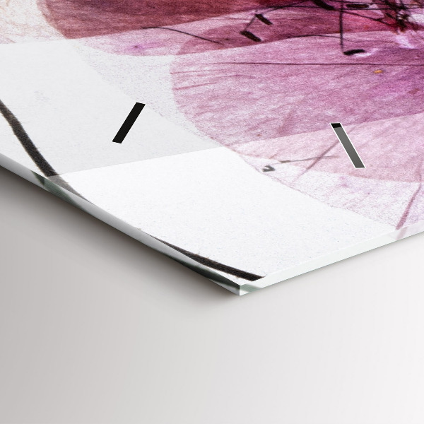 Horizontální skleněné hodiny na stěnu Suché máky Květiny