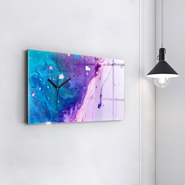 Horizontální skleněné hodiny na stěnu Barevné pozadí