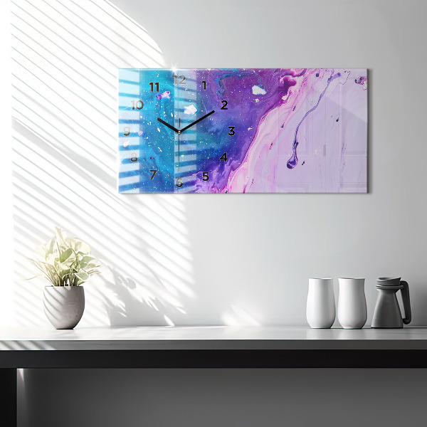 Horizontální skleněné hodiny na stěnu Barevné pozadí