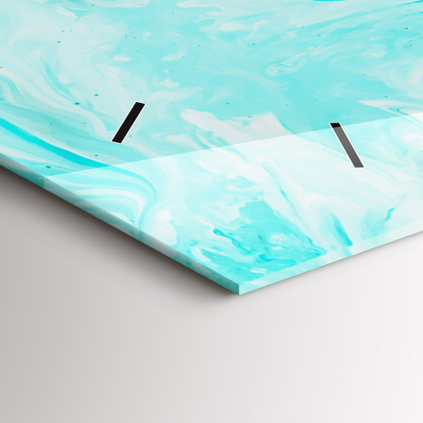 Horizontální skleněné hodiny na stěnu Modrá abstrakce