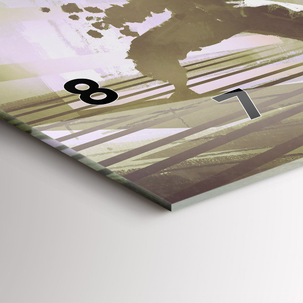 Horizontální skleněné hodiny na stěnu Boj mezi robotem a samurajem