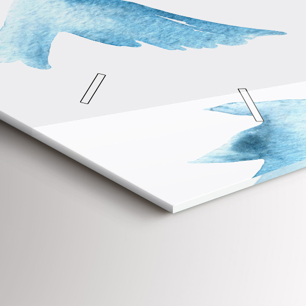 Horizontální skleněné hodiny na stěnu Létající modří ptáci