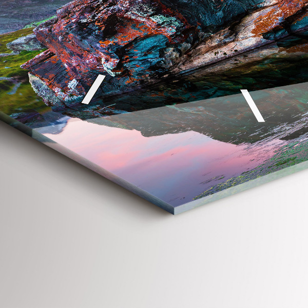 Horizontální skleněné hodiny na stěnu Jezero Stellisee Matterhorn