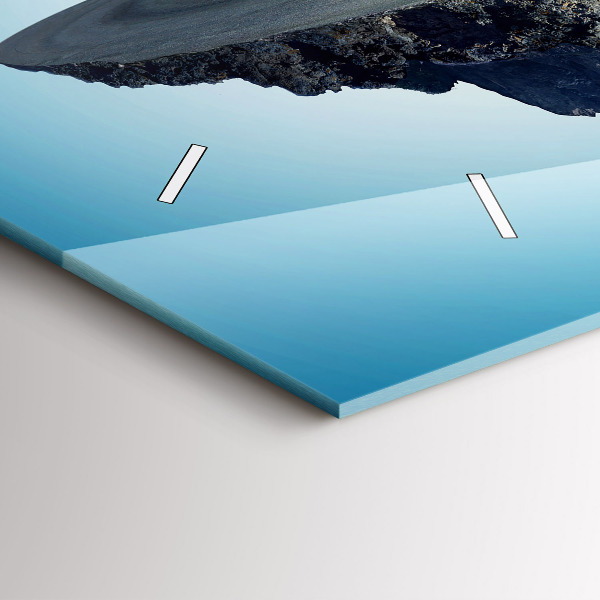 Horizontální skleněné hodiny na stěnu Létající ostrov