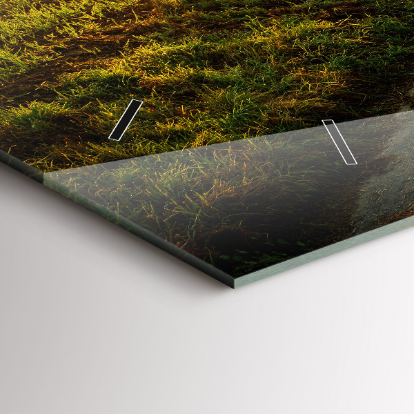 Horizontální skleněné hodiny na stěnu Mlha při východu slunce