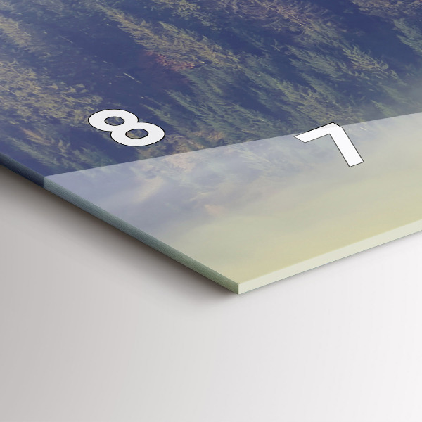 Horizontální skleněné hodiny na stěnu Mlžný les Orel