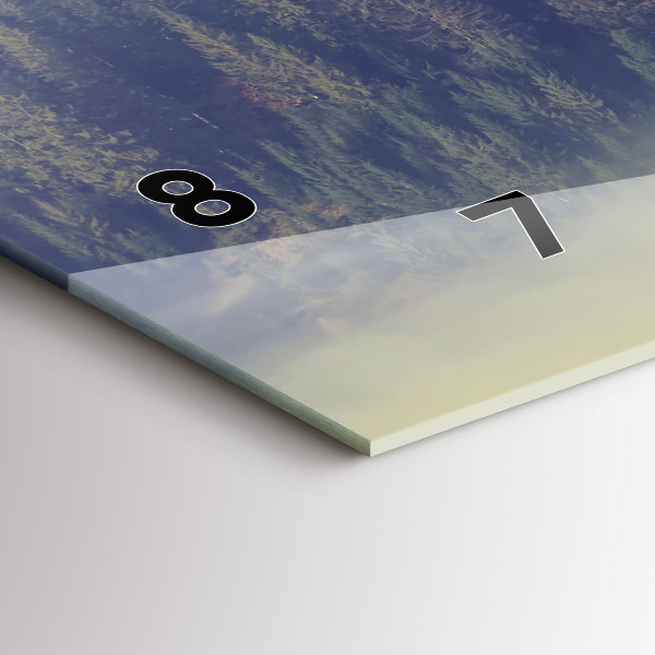 Horizontální skleněné hodiny na stěnu Mlžný les Orel