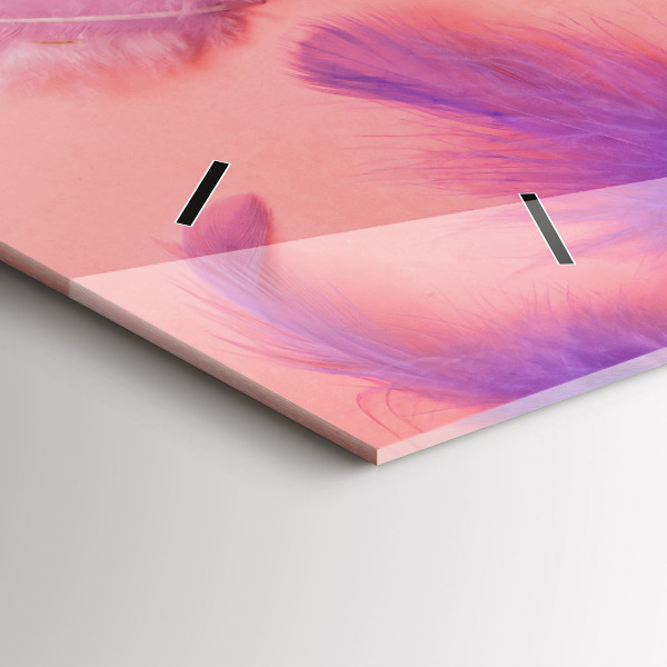 Horizontální skleněné hodiny na stěnu Barevné peří