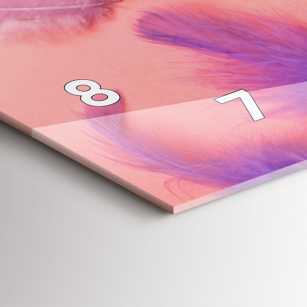 Horizontální skleněné hodiny na stěnu Barevné peří