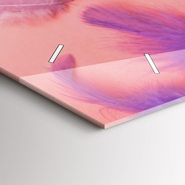 Horizontální skleněné hodiny na stěnu Barevné peří