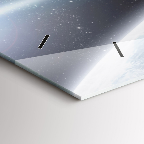 Horizontální hodiny na skle Kosmické planety