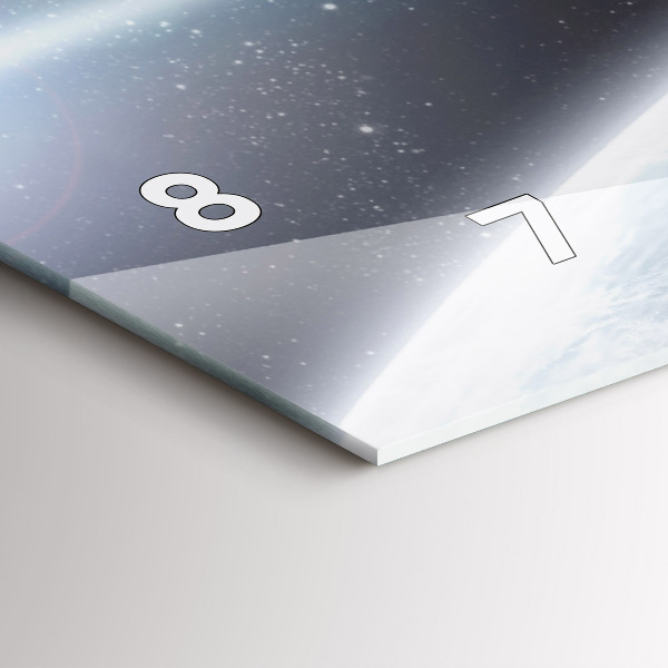 Horizontální hodiny na skle Kosmické planety