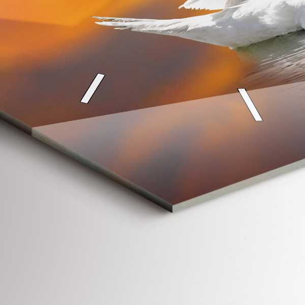 Horizontální skleněné hodiny na stěnu Zamilované labutě