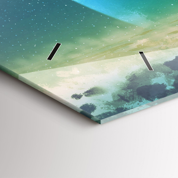 Horizontální skleněné hodiny na stěnu Muž na Měsíci