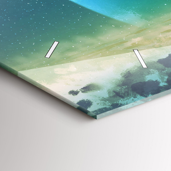 Horizontální skleněné hodiny na stěnu Muž na Měsíci