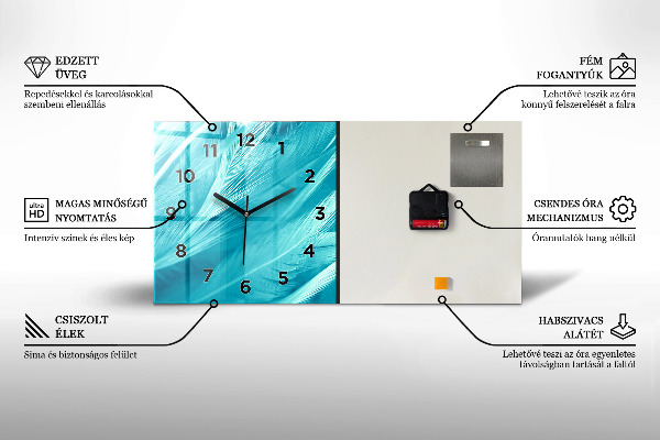 Horizontální skleněné hodiny na stěnu Muž na Měsíci