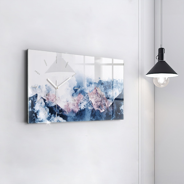 Horizontální skleněné hodiny na stěnu Abstraktní pohoří