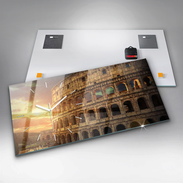 Horizontální skleněné hodiny na stěnu Římské Koloseum