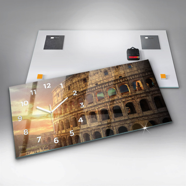 Horizontální skleněné hodiny na stěnu Římské Koloseum
