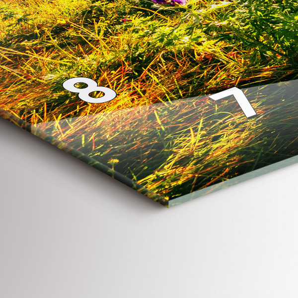 Horizontální skleněné hodiny na stěnu Levandulová louka