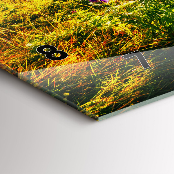 Horizontální skleněné hodiny na stěnu Levandulová louka