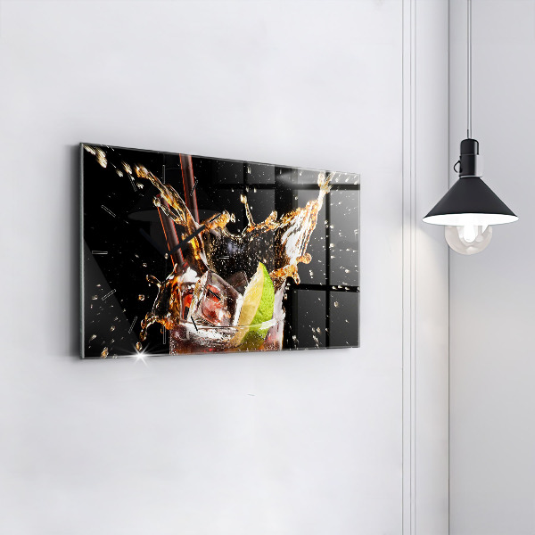 Horizontální hodiny na skle Nápoj na ledě