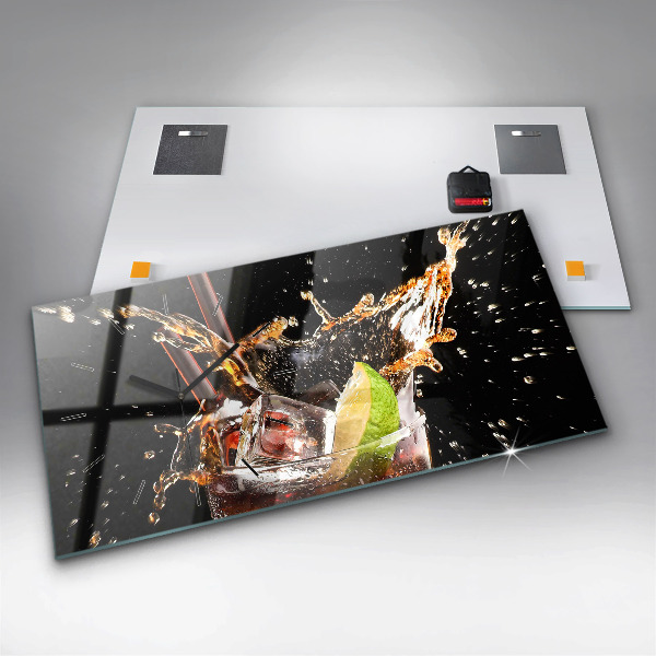 Horizontální hodiny na skle Nápoj na ledě