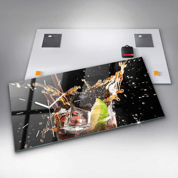 Horizontální hodiny na skle Nápoj na ledě