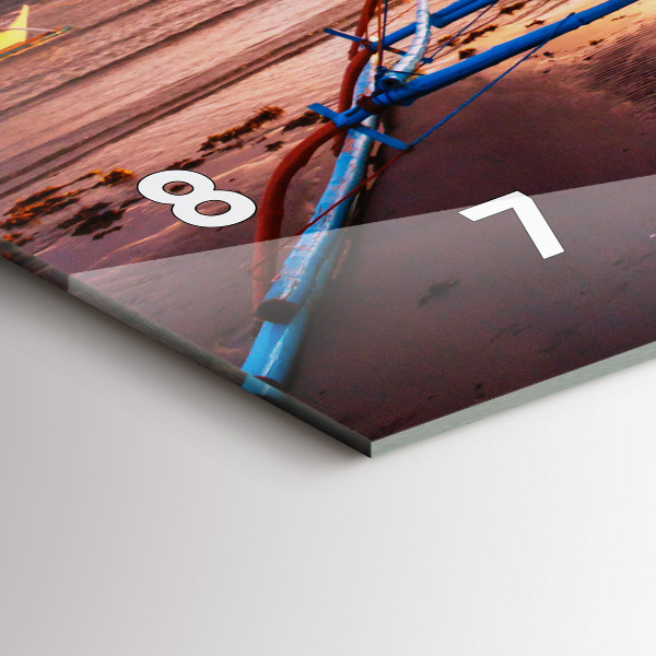 Horizontální skleněné hodiny na stěnu Loď a západ slunce