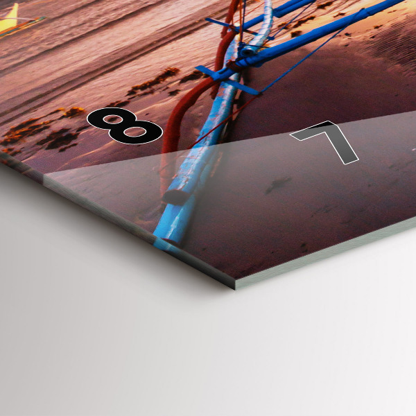 Horizontální skleněné hodiny na stěnu Loď a západ slunce