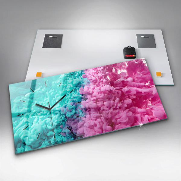 Horizontální skleněné hodiny na stěnu Moderní umění - skvrny