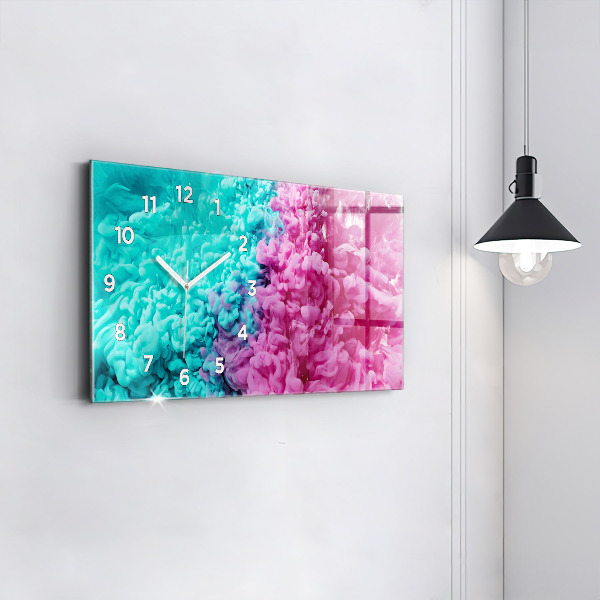 Horizontální skleněné hodiny na stěnu Moderní umění - skvrny