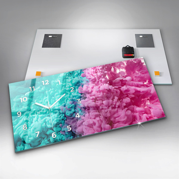 Horizontální skleněné hodiny na stěnu Moderní umění - skvrny
