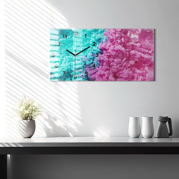 Horizontální skleněné hodiny na stěnu Moderní umění - skvrny