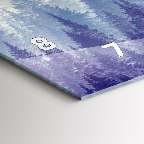 Horizontální skleněné hodiny na stěnu Les v mlze