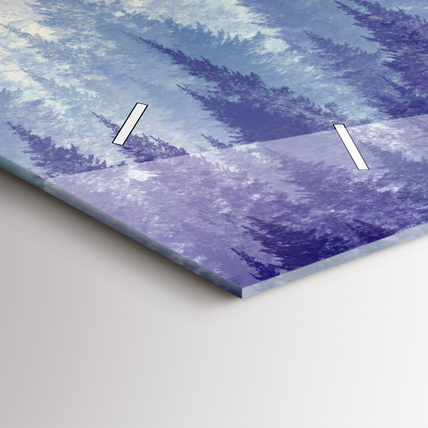 Horizontální skleněné hodiny na stěnu Les v mlze