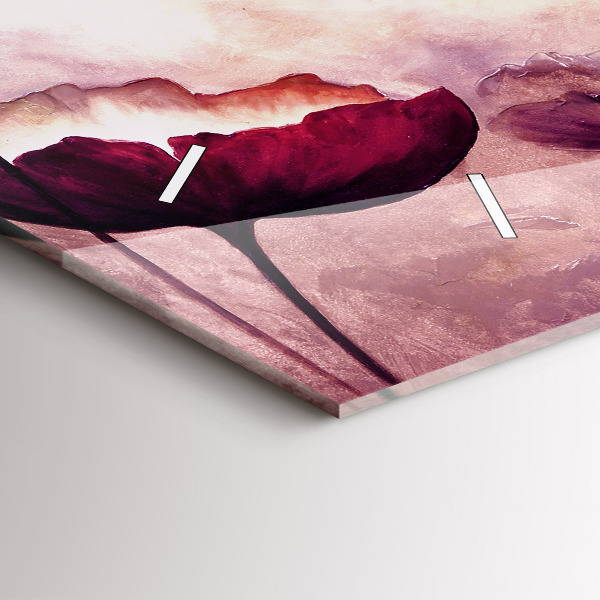 Horizontální skleněné hodiny na stěnu Květiny Kvetoucí mák