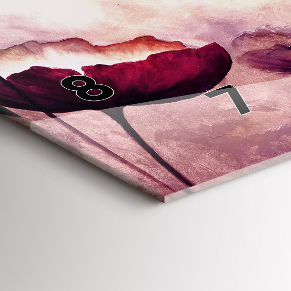 Horizontální skleněné hodiny na stěnu Květiny Kvetoucí mák