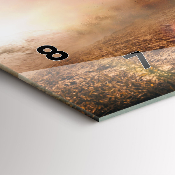 Horizontální skleněné hodiny na stěnu Muž na motorce