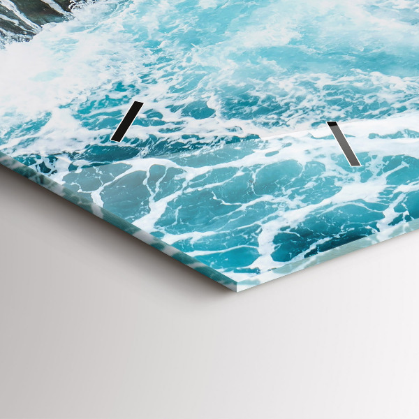 Horizontální skleněné hodiny na stěnu Vířící zpěněné vlny