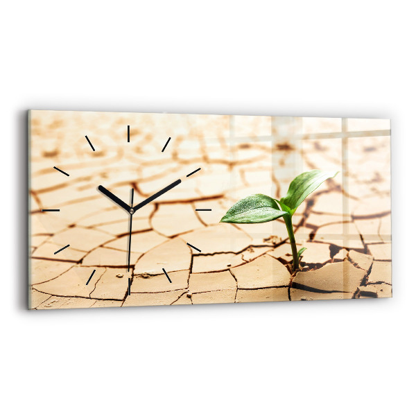 Horizontální hodiny na skle Rostlina v suché zemi