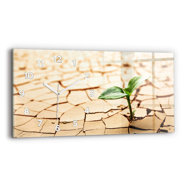 Horizontální hodiny na skle Rostlina v suché zemi