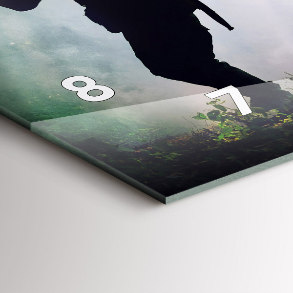 Horizontální skleněné hodiny na stěnu Vojáci v lese